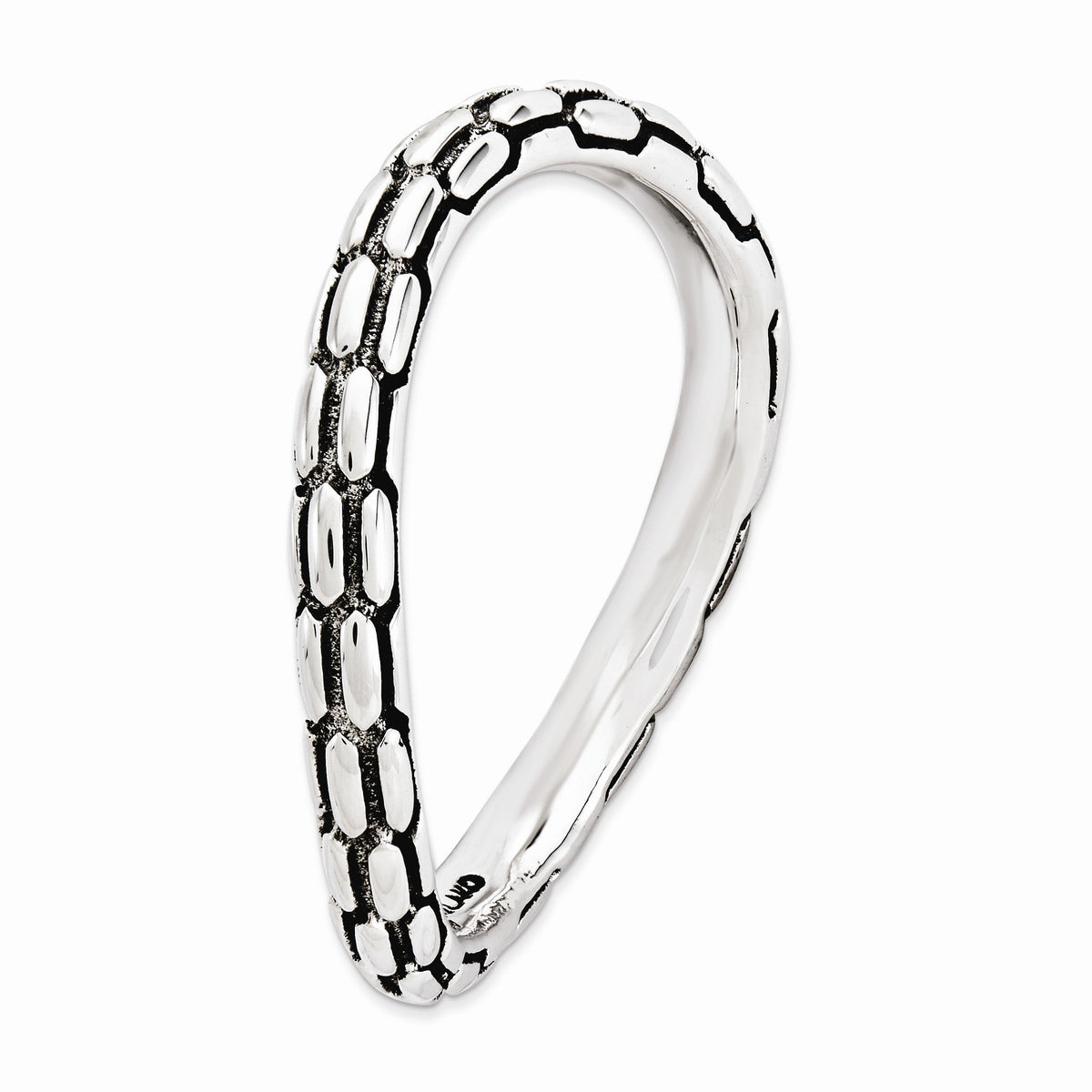 Alternate view of the 2.25mm Stackable Antiqued Sterling Silver Curved Dragon Skin Band by The Black Bow Jewelry Co.