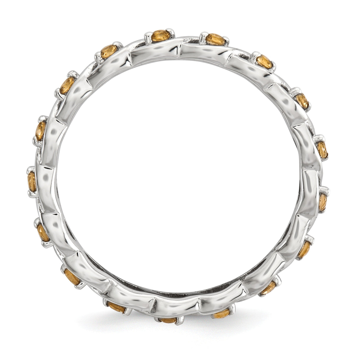 Alternate view of the 2.5mm Rhodium Plated Sterling Silver Stackable Citrine Twist Band by The Black Bow Jewelry Co.