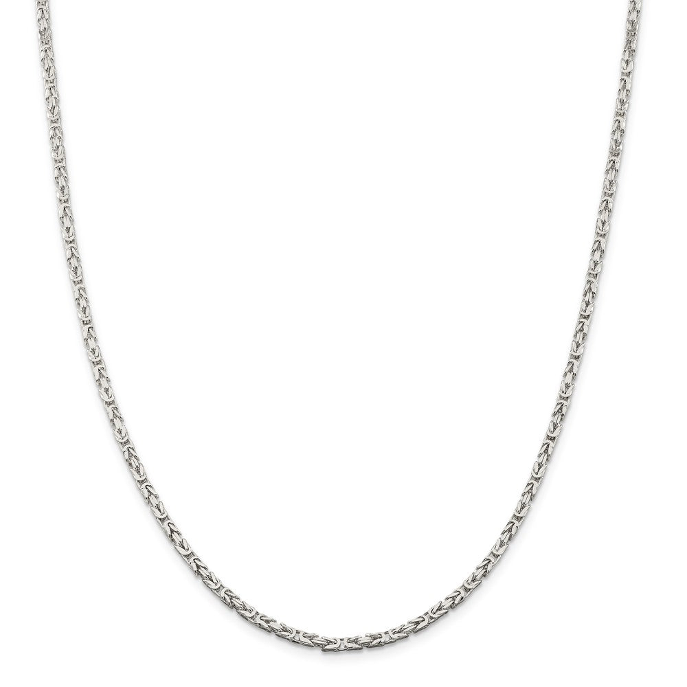 Alternate view of the 2.5mm, Sterling Silver, Solid Byzantine Chain Necklace by The Black Bow Jewelry Co.