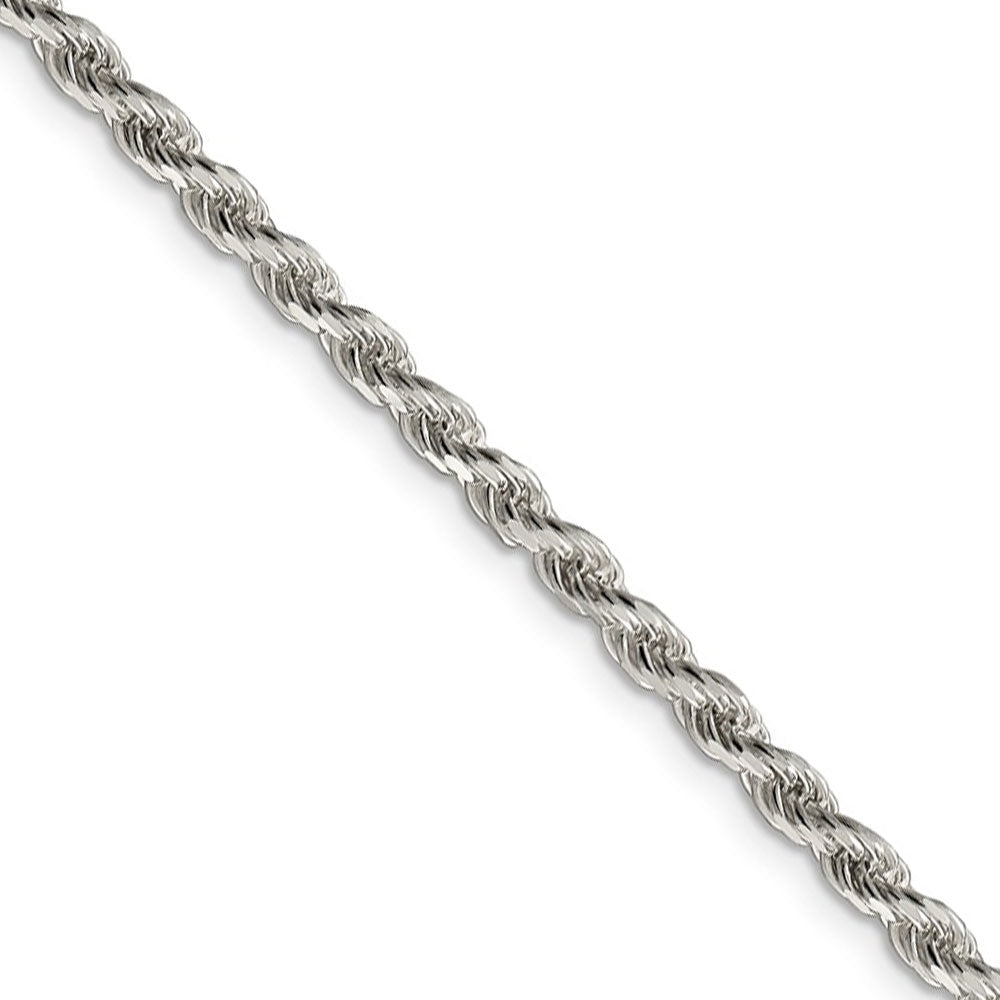 2.75mm Rhodium Plated Sterling Silver Diamond Cut Rope Necklace, Item C9462 by The Black Bow Jewelry Co.