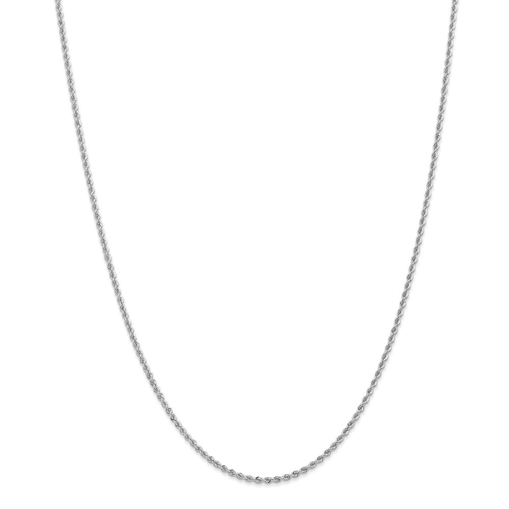 Alternate view of the 2mm, 14k White Gold, Handmade Solid Rope Chain Necklace by The Black Bow Jewelry Co.