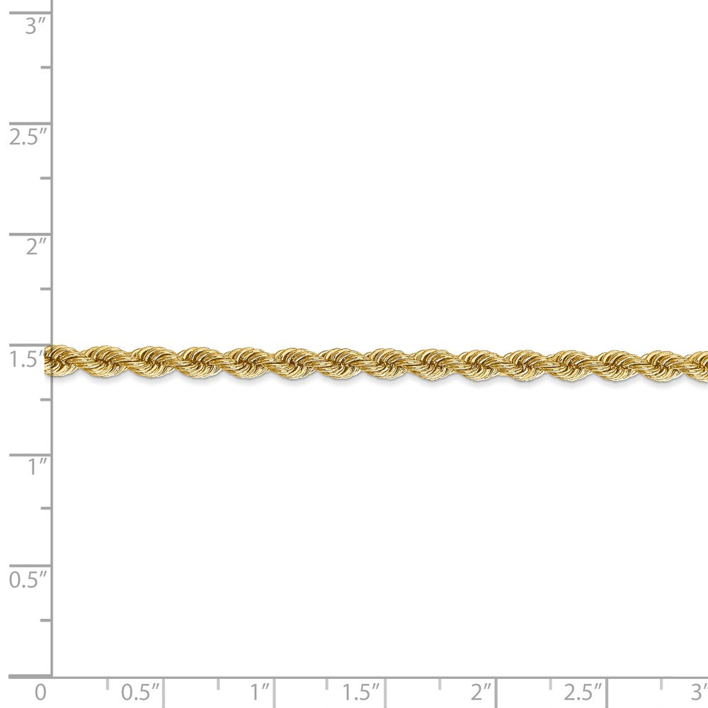 Alternate view of the 3.65mm 14k Yellow Gold Handmade Solid Rope Chain Bracelet by The Black Bow Jewelry Co.