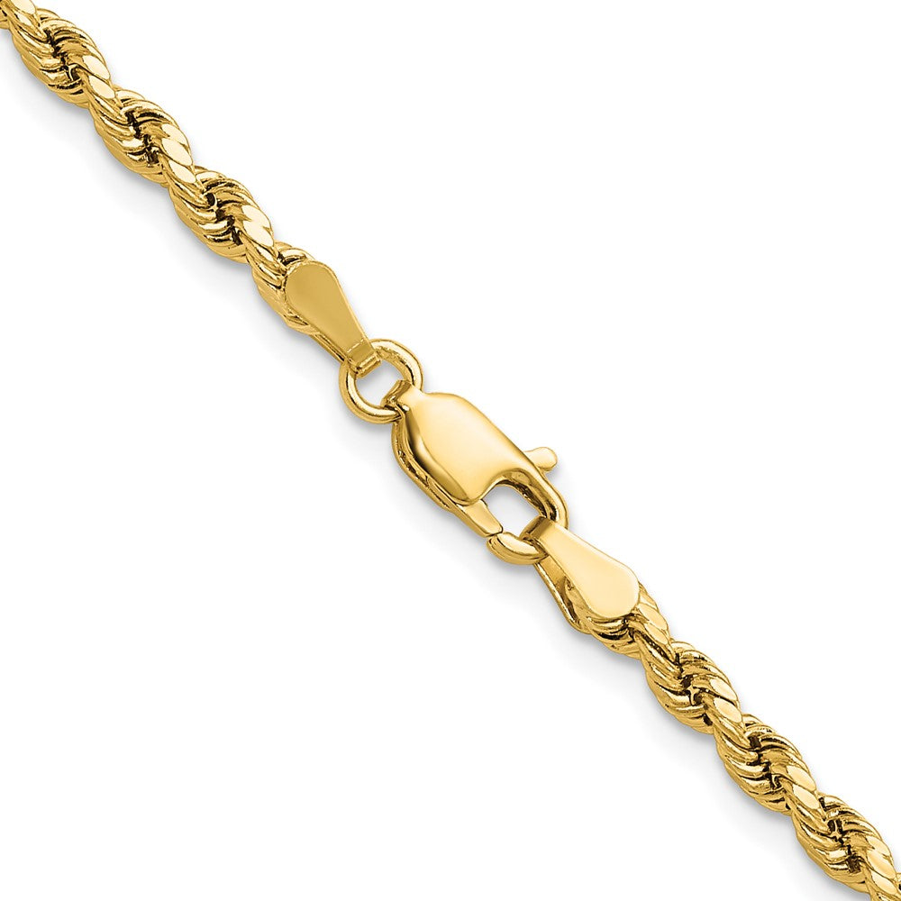 Alternate view of the 3mm 14K Yellow Gold Diamond Cut Hollow Rope Chain Necklace by The Black Bow Jewelry Co.