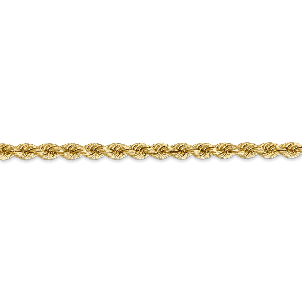 Alternate view of the 4mm, 14k Yellow Gold, Handmade Solid Rope Chain Bracelet by The Black Bow Jewelry Co.