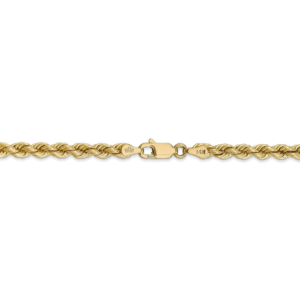 Alternate view of the 4mm, 14k Yellow Gold, Handmade Solid Rope Chain Bracelet by The Black Bow Jewelry Co.