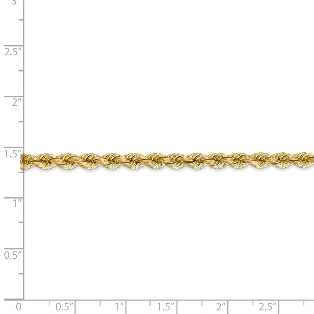 Alternate view of the 4mm, 14k Yellow Gold, Handmade Solid Rope Chain Bracelet by The Black Bow Jewelry Co.