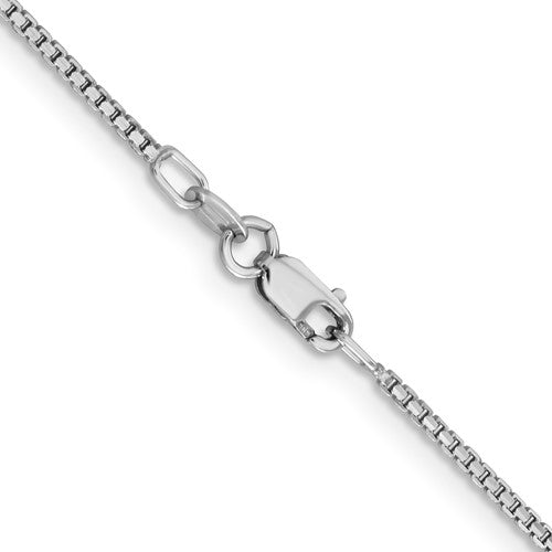 Alternate view of the 1.5mm 14K White Gold Solid Concave Box Chain Necklace by The Black Bow Jewelry Co.
