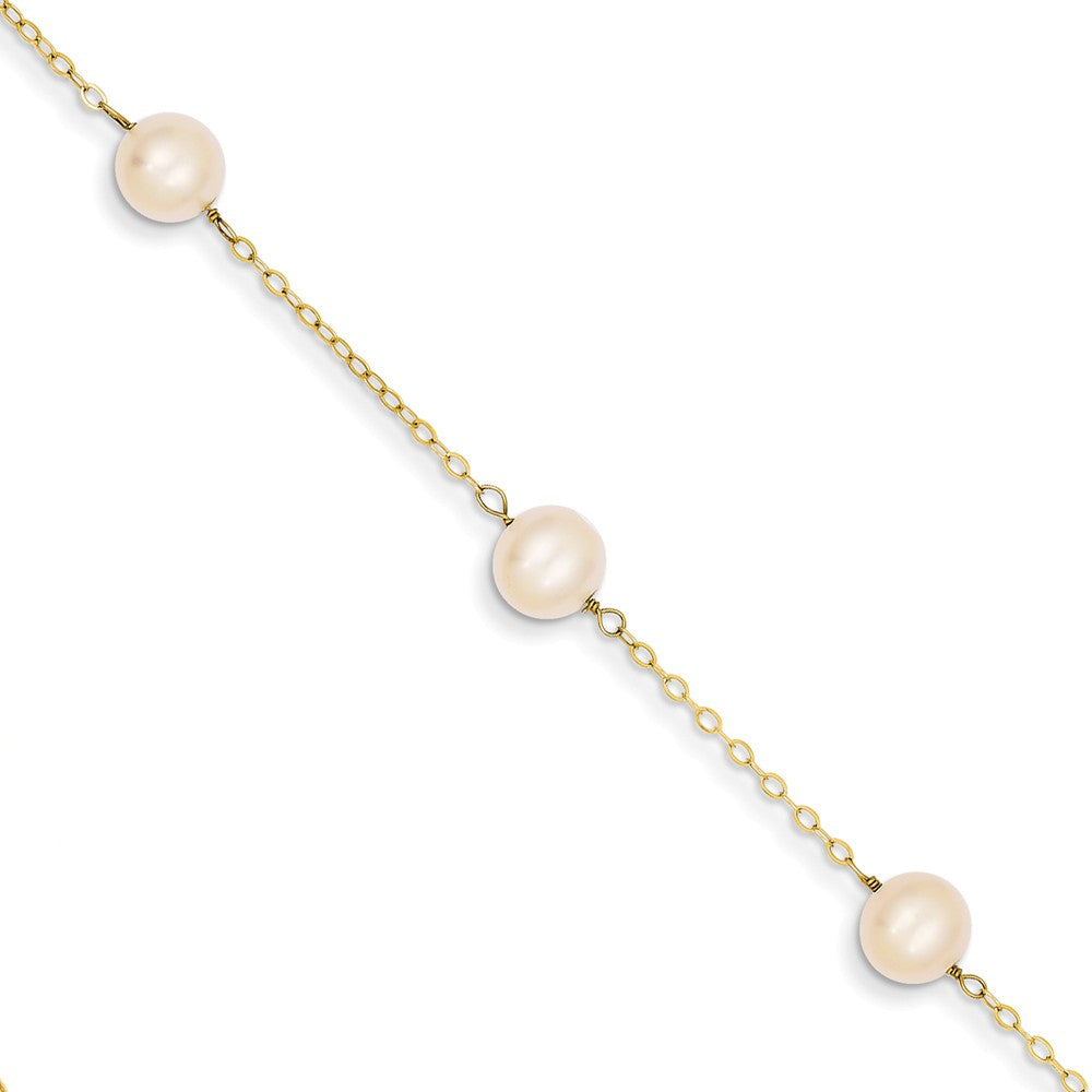 14k Yellow Gold and Freshwater Cultured Pearl Anklet, 9 Inch, Item A8009 by The Black Bow Jewelry Co.