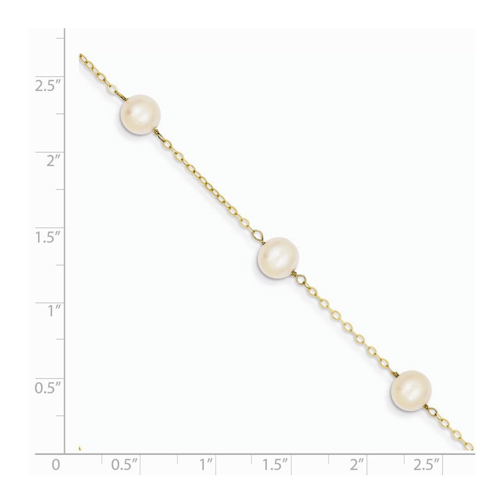 Alternate view of the 14k Yellow Gold and Freshwater Cultured Pearl Anklet, 9 Inch by The Black Bow Jewelry Co.