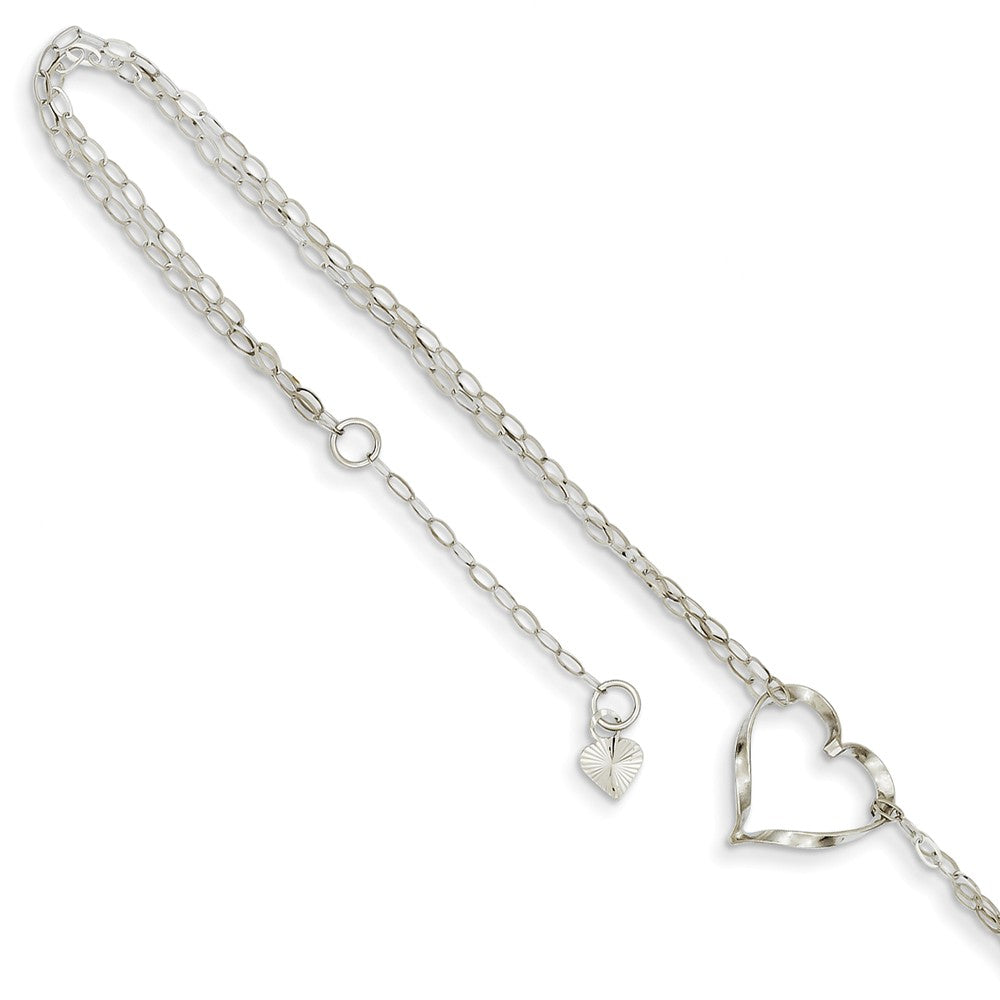 Alternate view of the 14k Yellow or White Gold Open Heart Double Strand Anklet, 9-10 Inch by The Black Bow Jewelry Co.