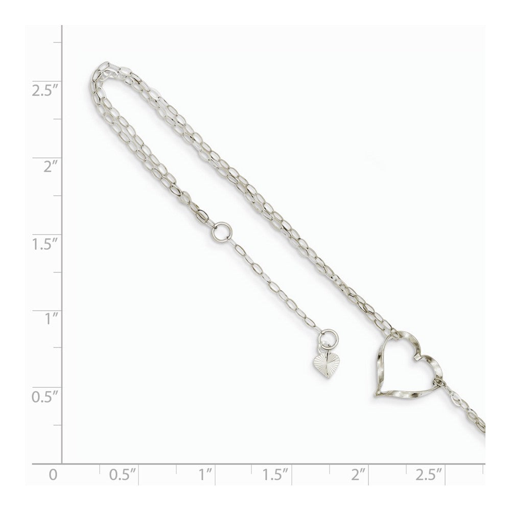 Alternate view of the 14k White Gold Open Heart Double Strand Anklet, 9-10 Inch by The Black Bow Jewelry Co.