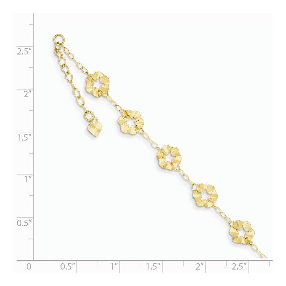 Alternate view of the 14k Yellow Gold Adjustable Flower Anklet, 9 Inch by The Black Bow Jewelry Co.