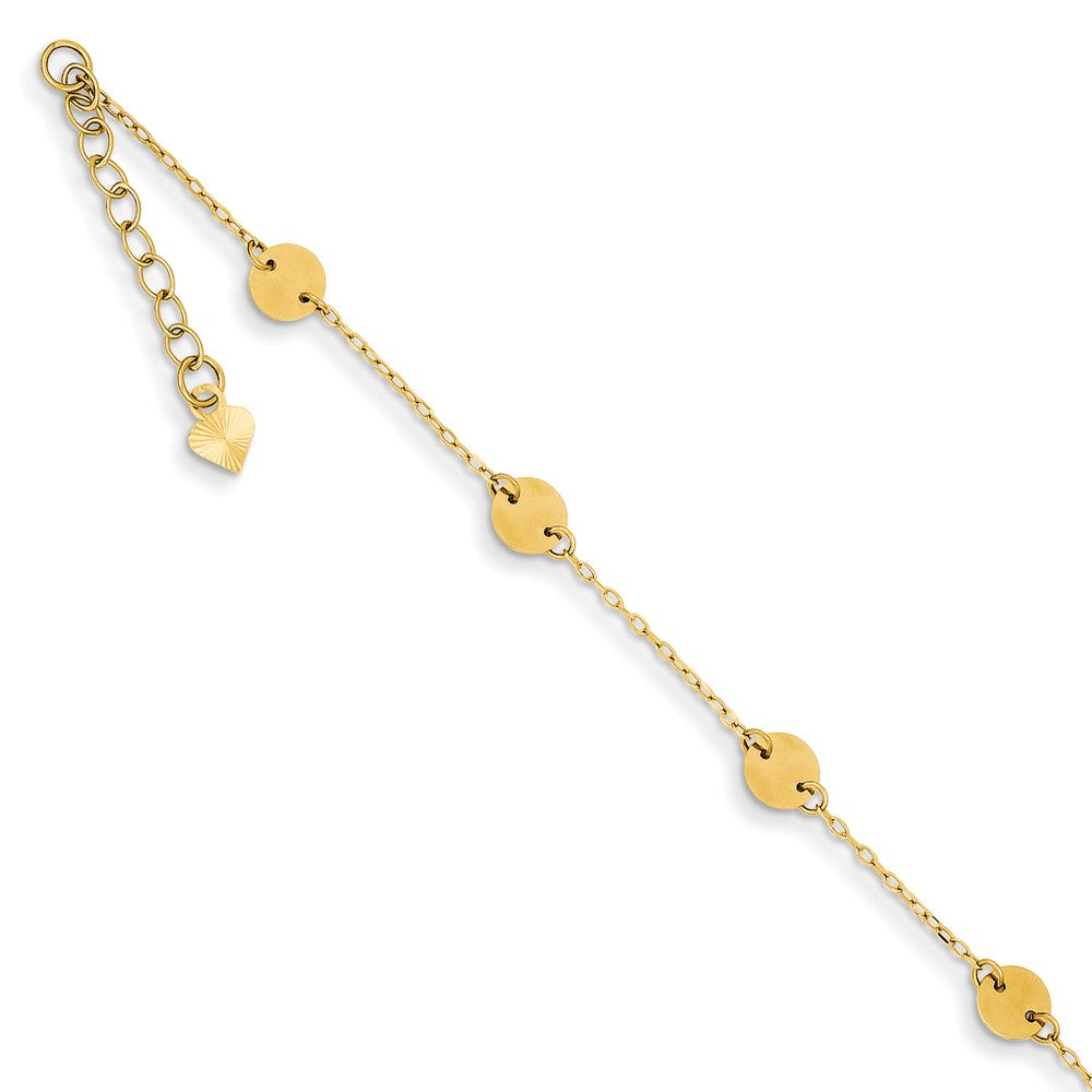 14k Yellow Gold Polished Disc Anklet, 9 Inch, Item A8037 by The Black Bow Jewelry Co.