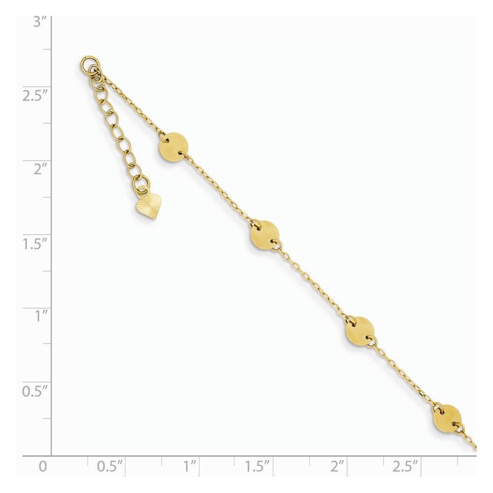 Alternate view of the 14k Yellow Gold Polished Disc Anklet, 9 Inch by The Black Bow Jewelry Co.