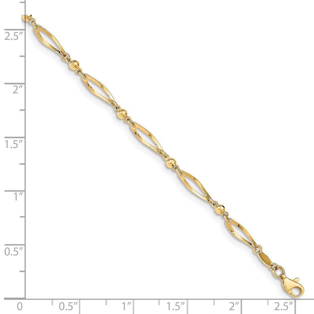 Alternate view of the 14k Yellow Gold Polished And Diamond-Cut Link Anklet, 9 Inch by The Black Bow Jewelry Co.