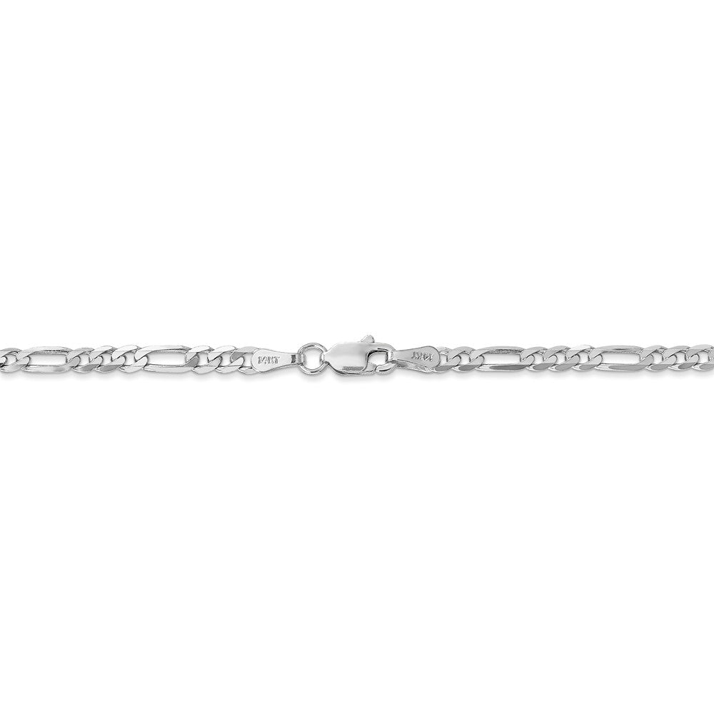 Alternate view of the 14k White Gold 3mm Flat Figaro Anklet by The Black Bow Jewelry Co.