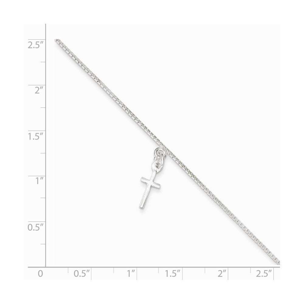 Alternate view of the Sterling Silver Cross Anklet, 10 Inch by The Black Bow Jewelry Co.