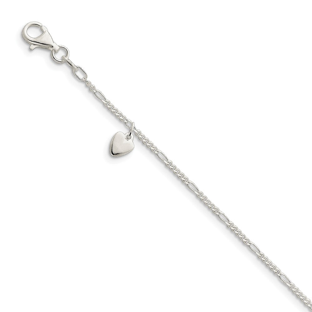 Sterling Silver Dangling Heart Anklet, Item A8079-A by The Black Bow Jewelry Co.