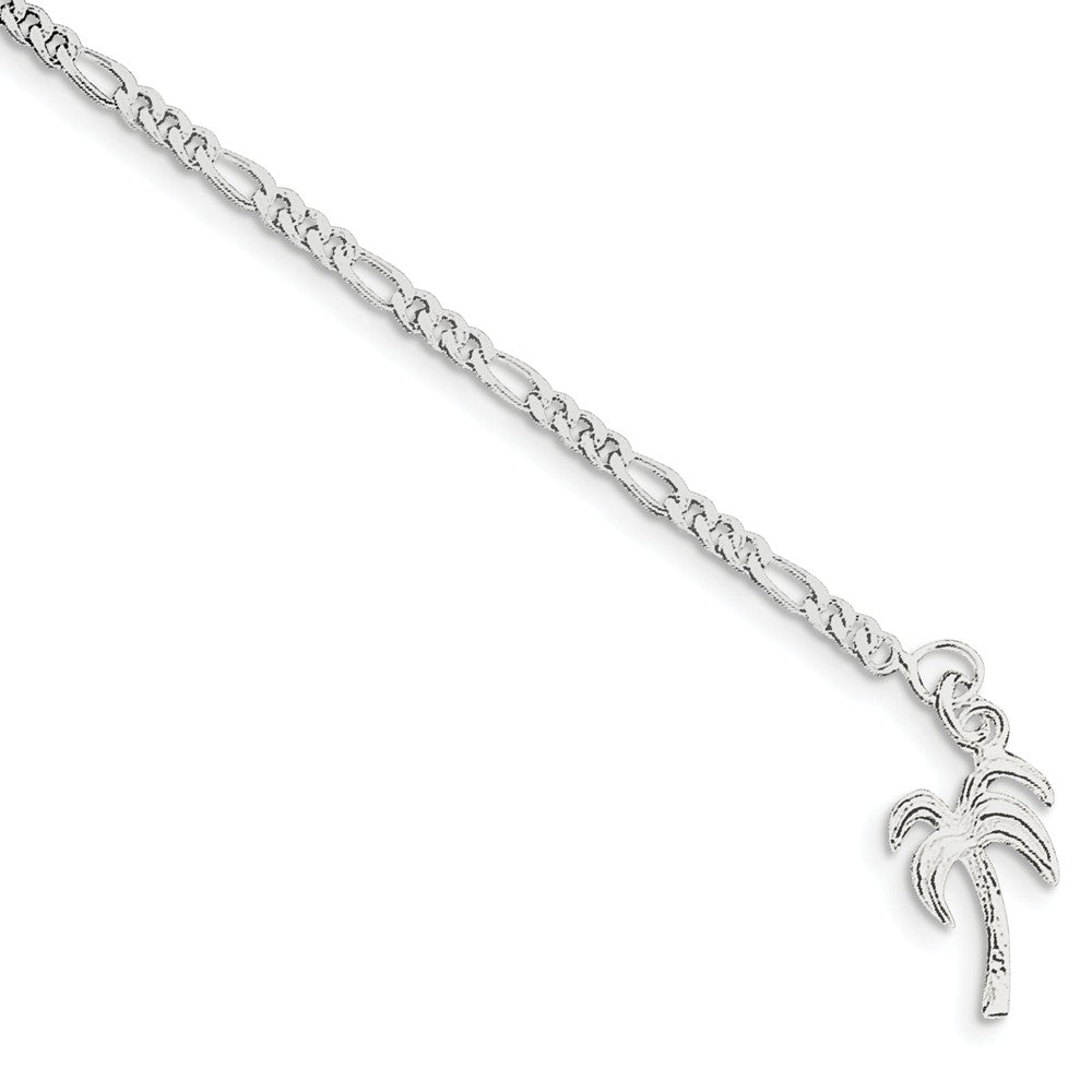 Sterling Silver Palm Tree Anklet, Item A8089-A by The Black Bow Jewelry Co.