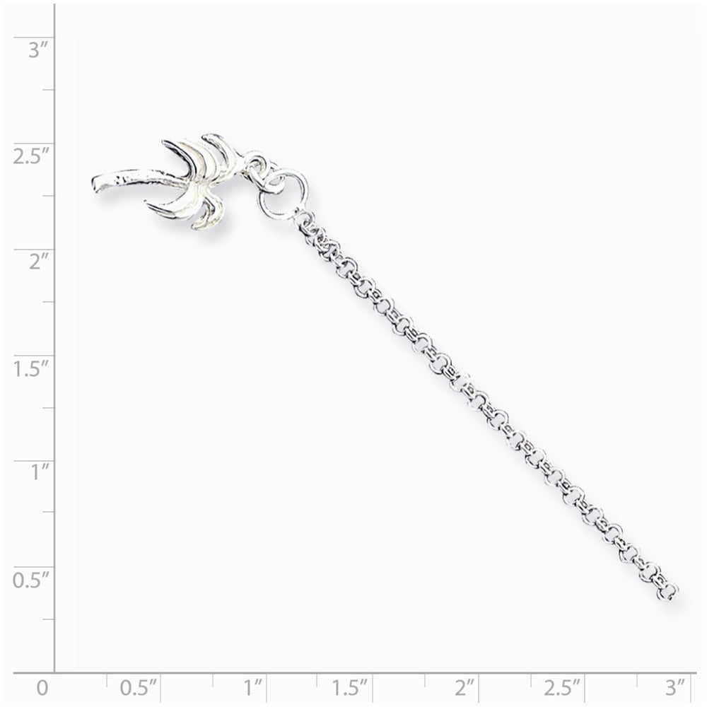 Alternate view of the Sterling Silver Palm Tree 3mm Rolo Link Anklet by The Black Bow Jewelry Co.