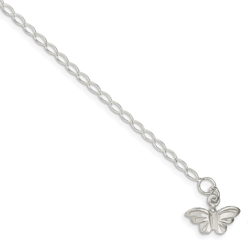 Sterling Silver Butterfly Open Link Anklet, 10 Inch, Item A8120-10 by The Black Bow Jewelry Co.