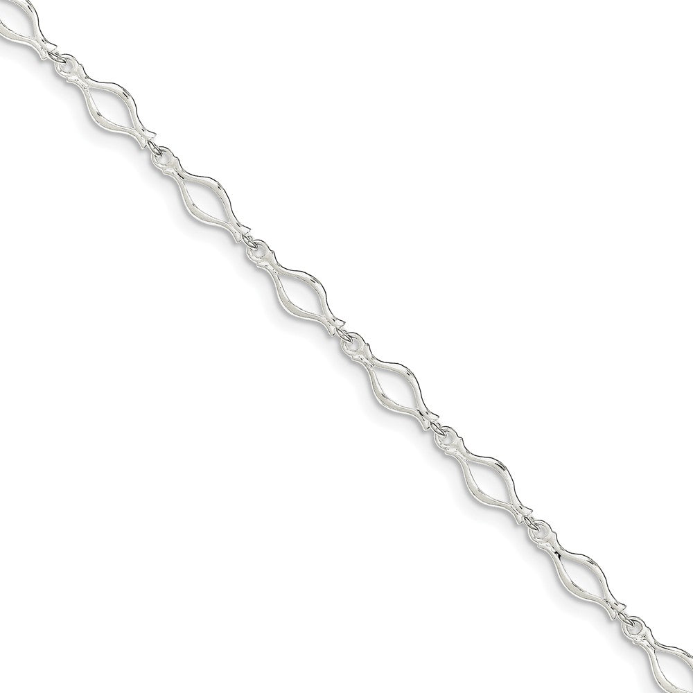 Sterling Silver 6mm, Fancy Link Anklet, Item A8137-A by The Black Bow Jewelry Co.