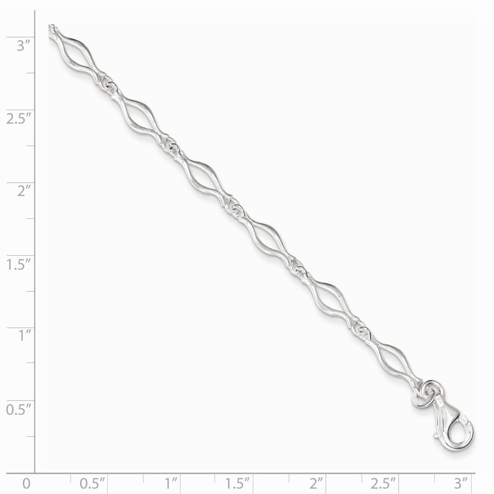 Alternate view of the Sterling Silver 6mm, Fancy Link Anklet by The Black Bow Jewelry Co.