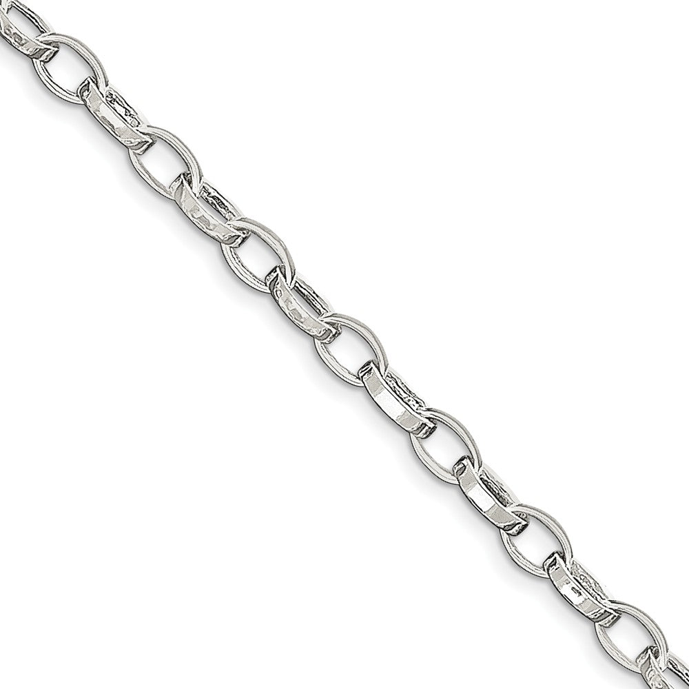 Sterling Silver 5mm, Fancy Oval Flat Link Anklet, Item A8141-A by The Black Bow Jewelry Co.