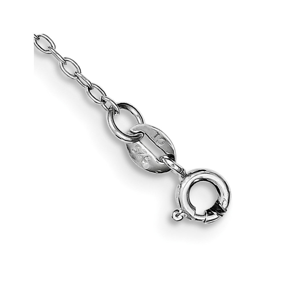 Alternate view of the Black Onyx in Rhodium-Plated Sterling Silver, Beaded Anklet, 9 Inch by The Black Bow Jewelry Co.