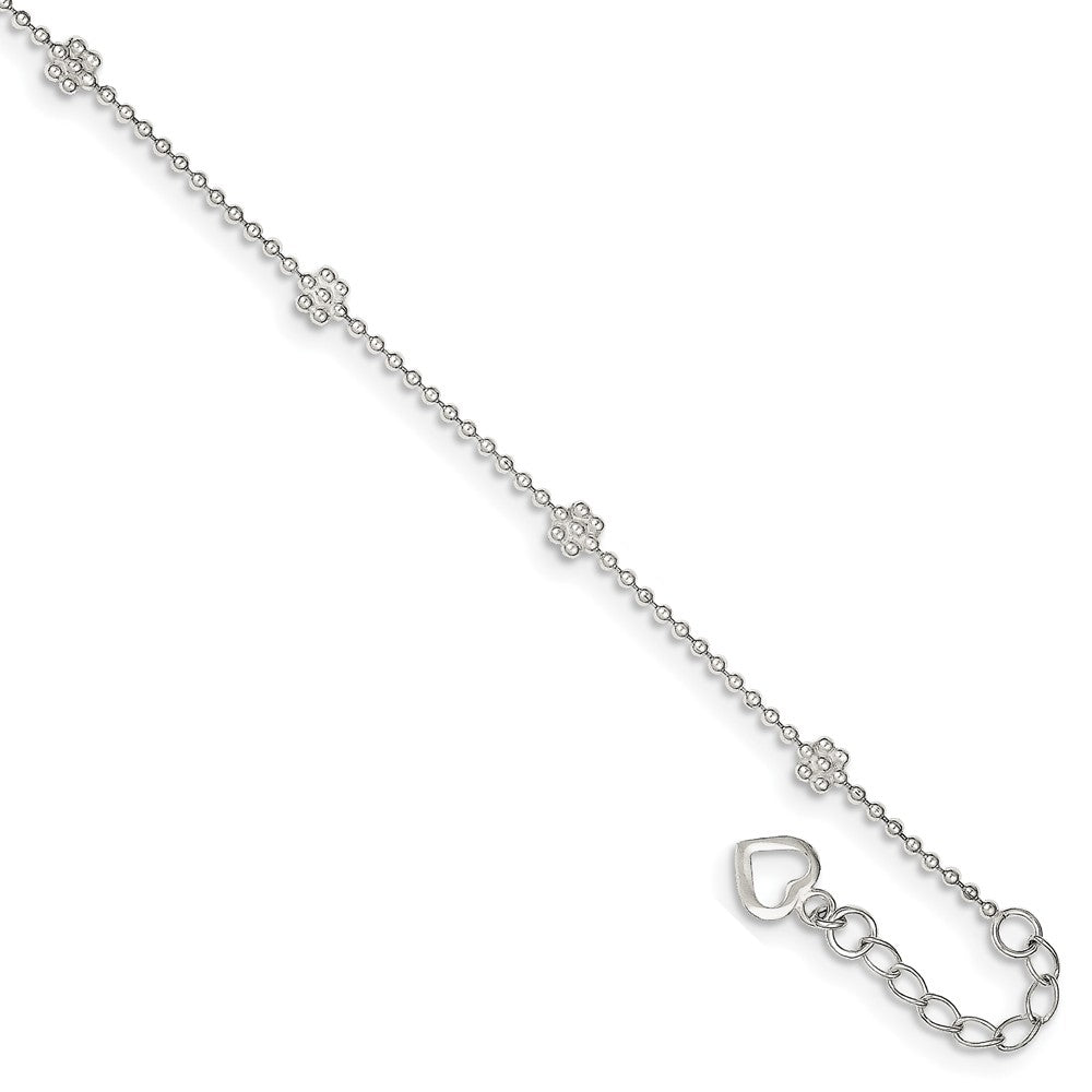 Sterling Silver Adjustable Flower Anklet, 10 Inch, Item A8226-10 by The Black Bow Jewelry Co.