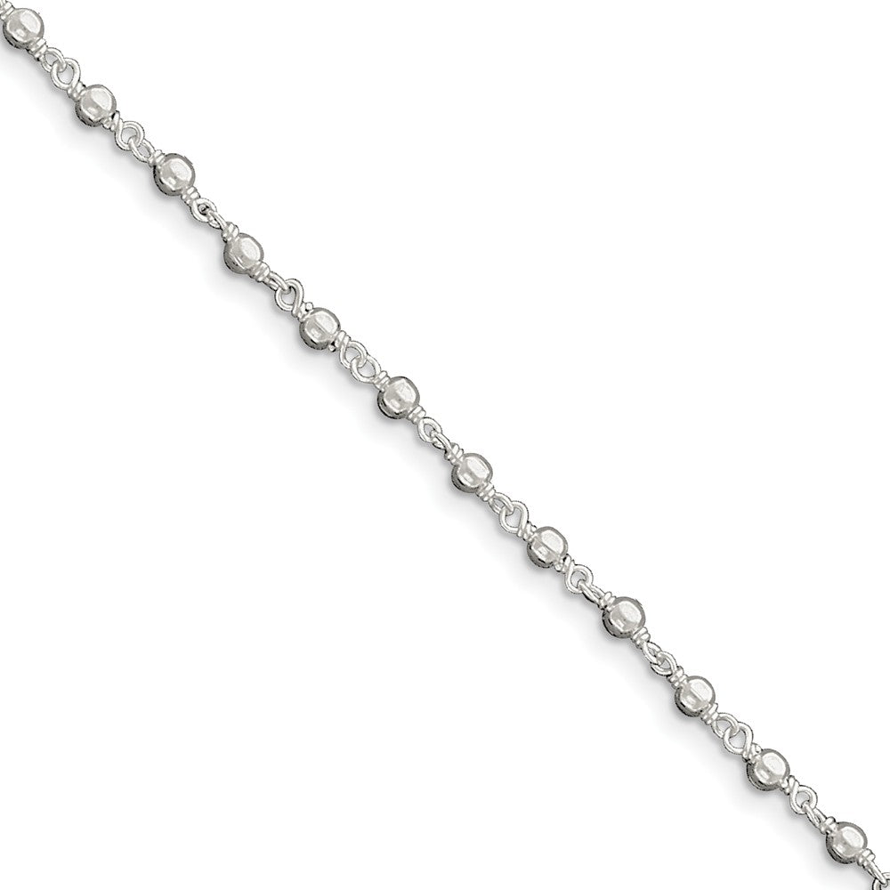 Sterling Silver 3mm Fancy Beaded Anklet, 10 Inch, Item A8238-10 by The Black Bow Jewelry Co.