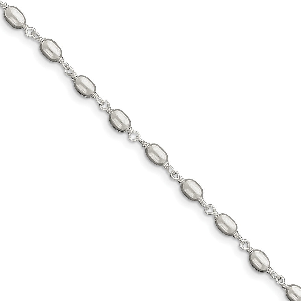 Sterling Silver High Polished Oval Bead Anklet, 10 Inch, Item A8239-10 by The Black Bow Jewelry Co.