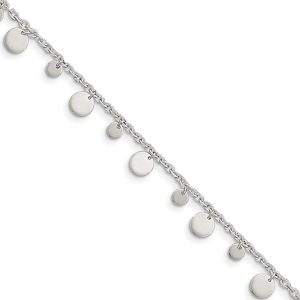 Sterling Silver Circle Drop Anklet, 10 Inch, Item A8241-10 by The Black Bow Jewelry Co.