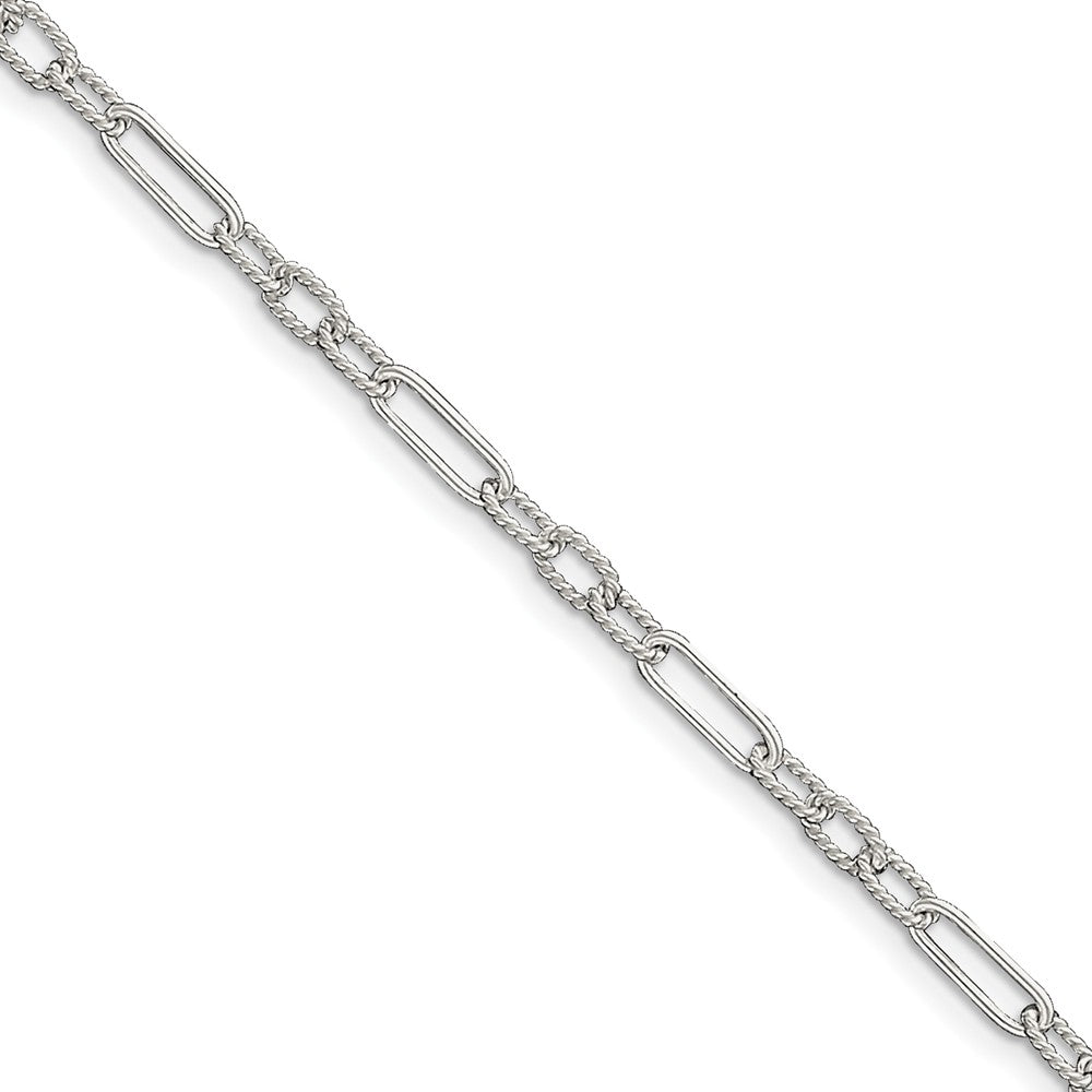 Sterling Silver 4mm, Open Fancy Link Anklet, 10 Inch, Item A8242-10 by The Black Bow Jewelry Co.