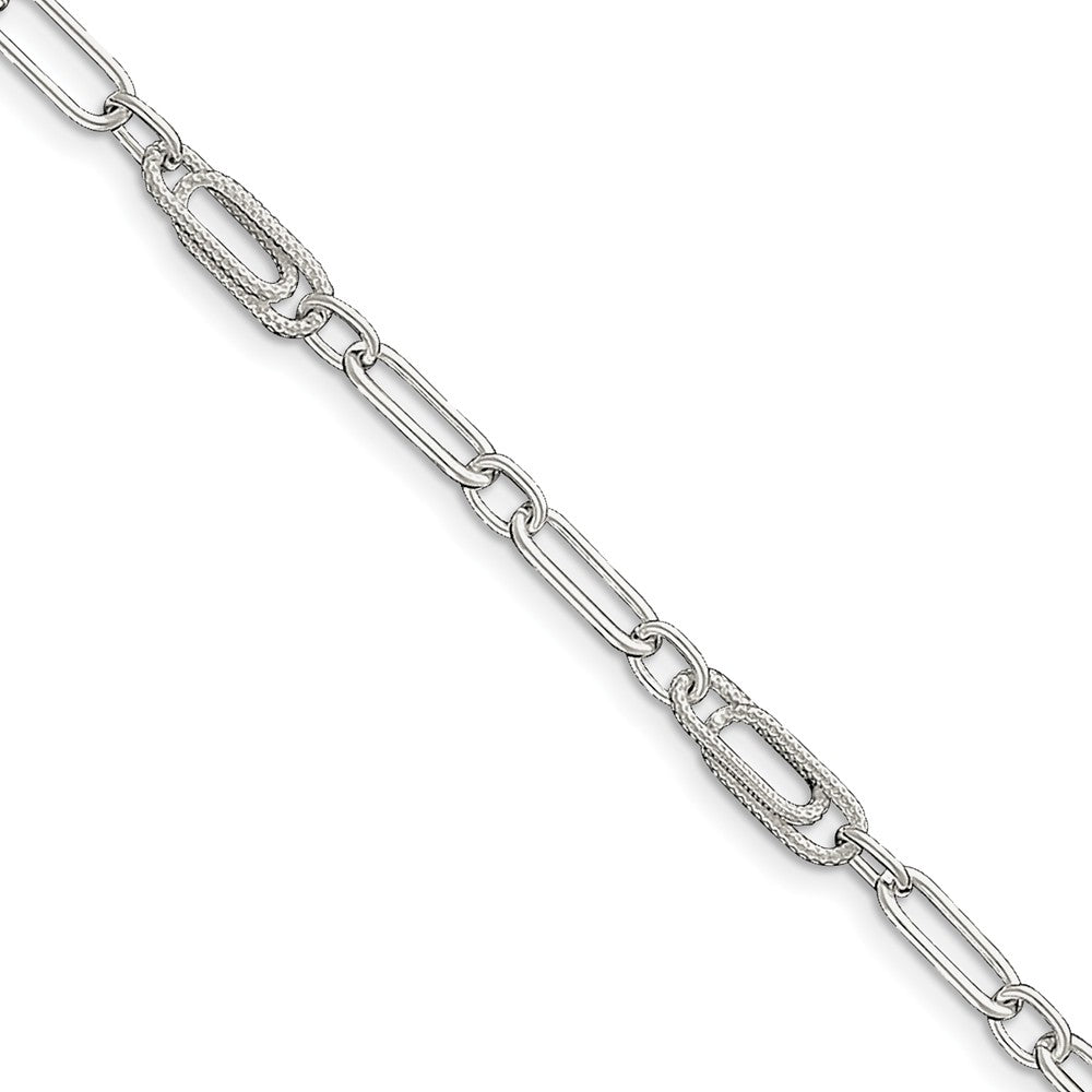 Sterling Silver 6mm, Fancy Oval Link Anklet, 10 Inch, Item A8243-10 by The Black Bow Jewelry Co.