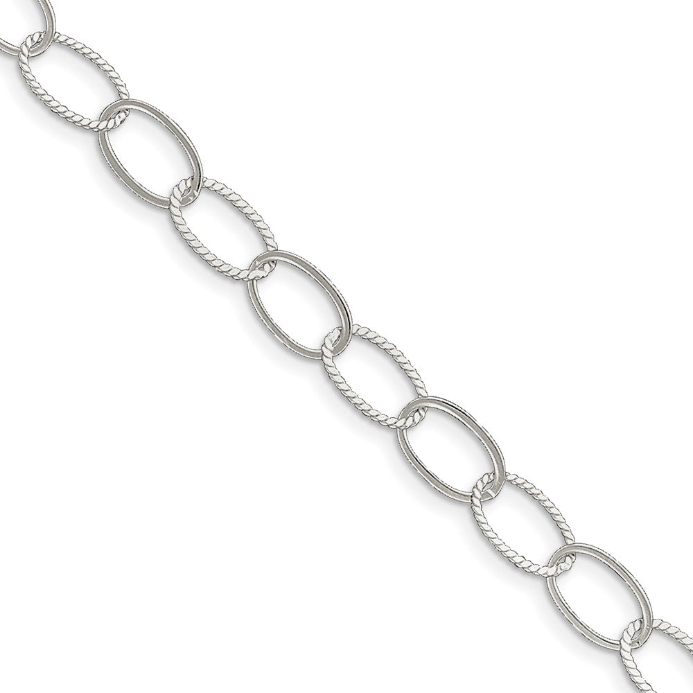 Sterling Silver 9mm, Oval Link Anklet, 10 Inch, Item A8246-10 by The Black Bow Jewelry Co.