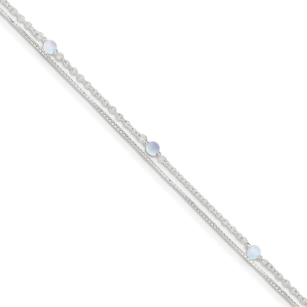 Sterling Silver Crystal Beaded Anklet, 9 Inch, Item A8259-09 by The Black Bow Jewelry Co.