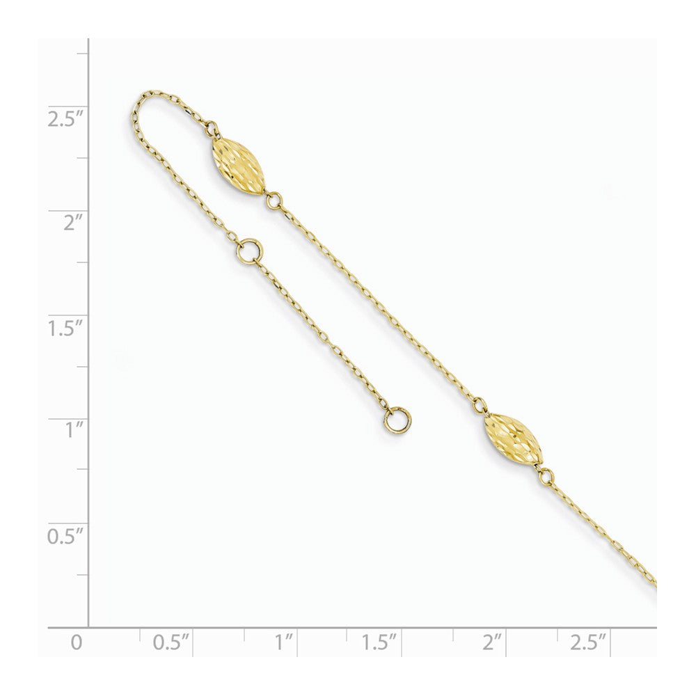 Alternate view of the 14k Yellow Gold Polished Puffed Rice Bead Anklet, 9 Inch by The Black Bow Jewelry Co.