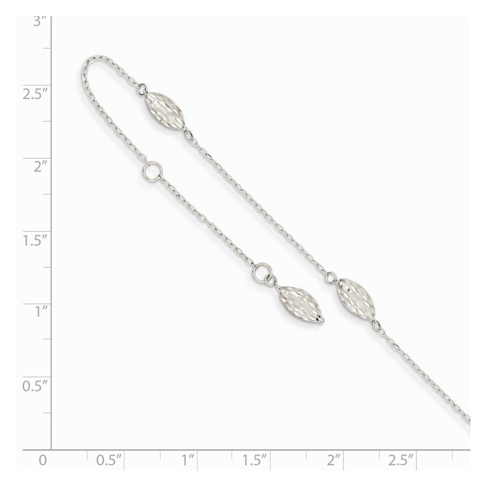 Alternate view of the 14k White Gold Puffed Rice Bead Anklet, 9 Inch by The Black Bow Jewelry Co.