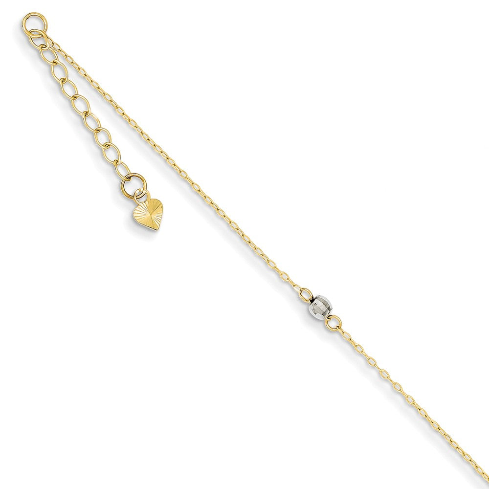 14k Two-tone Gold Mirror Bead Anklet, 9 Inch, Item A8317-09 by The Black Bow Jewelry Co.