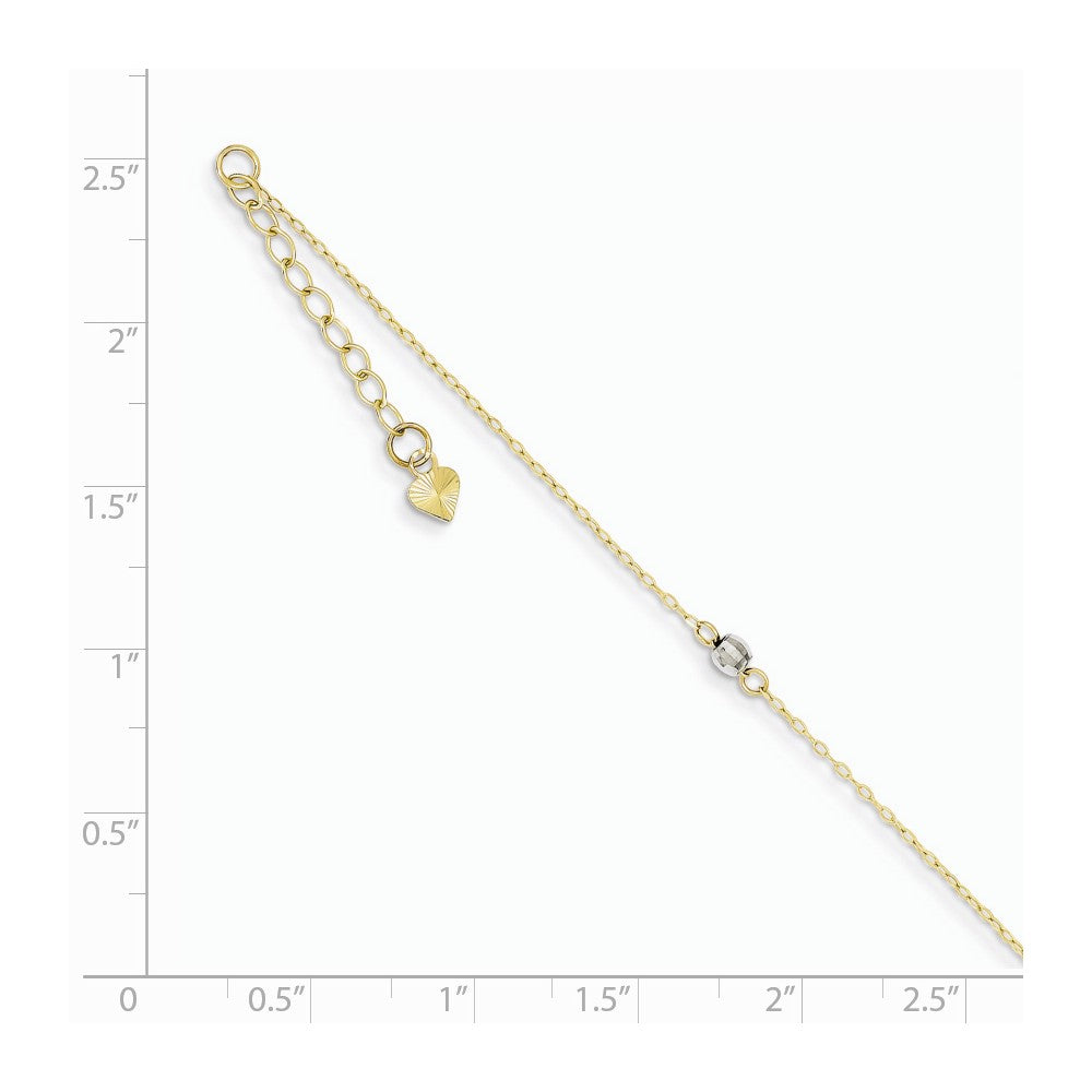 Alternate view of the 14k Two-tone Gold Mirror Bead Anklet, 9 Inch by The Black Bow Jewelry Co.