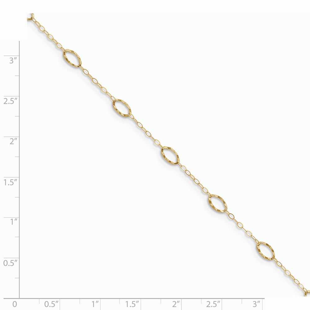 Alternate view of the 14k Yellow Gold Oval Shapes Anklet, 9-10 Inch by The Black Bow Jewelry Co.