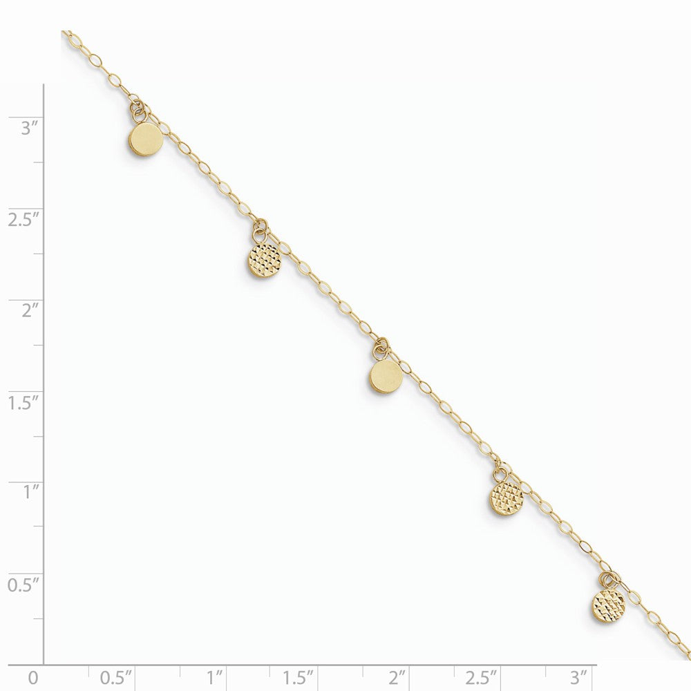 Alternate view of the 14k Yellow Gold 2mm Open Link And Hollow Dangle Circle Anklet, 9-10 In by The Black Bow Jewelry Co.
