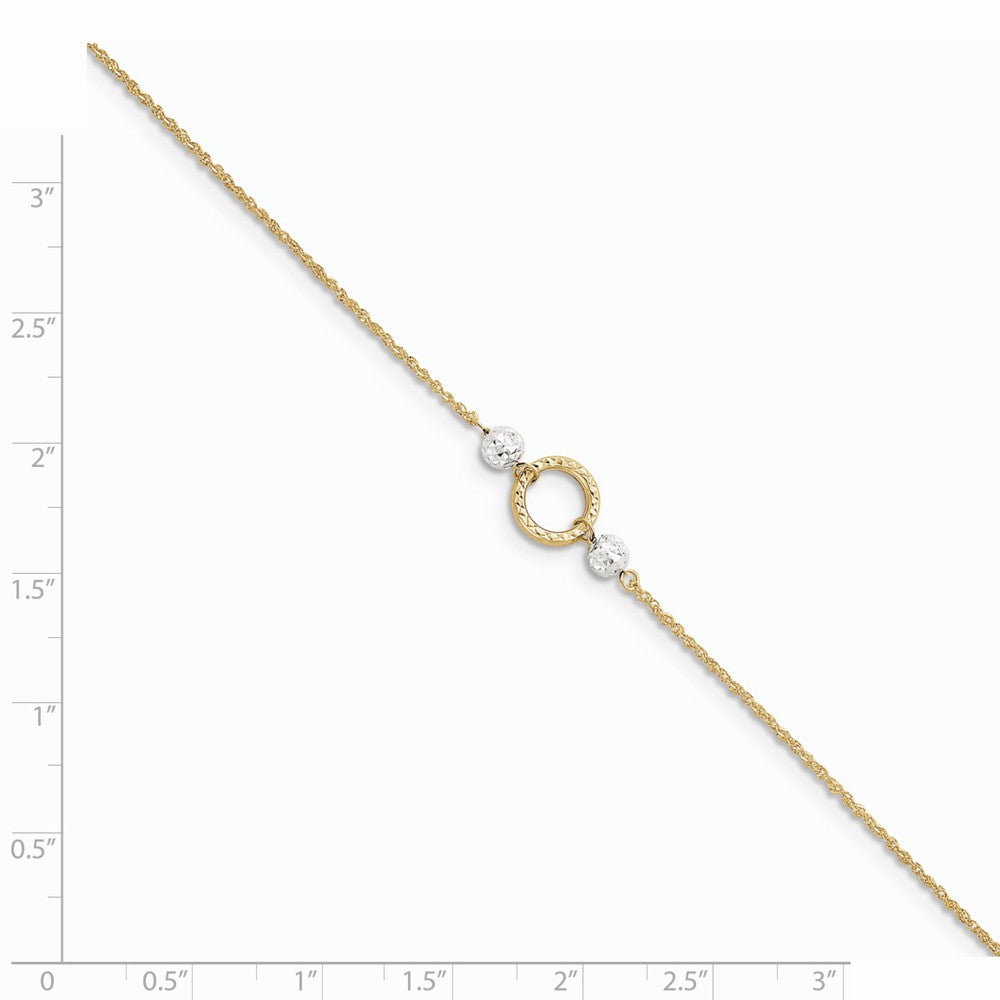 Alternate view of the 14k Two-Tone Gold Ropa Chain, Circle and Bead Anklet, 9-10 Inch by The Black Bow Jewelry Co.