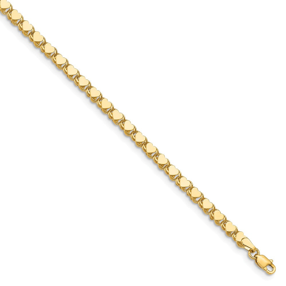 14k Yellow Gold 4mm Double-Sided Heart Anklet, 10 Inch, Item A8357-10 by The Black Bow Jewelry Co.