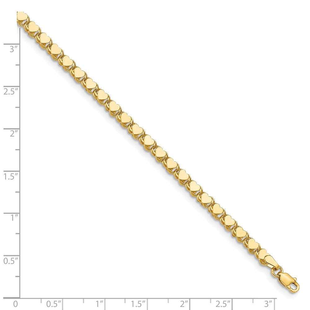 Alternate view of the 14k Yellow Gold 4mm Double-Sided Heart Anklet, 10 Inch by The Black Bow Jewelry Co.