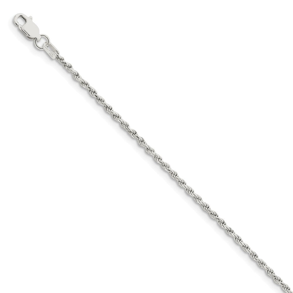 Sterling Silver 1.75mm Diamond-cut Solid Rope Chain Anklet