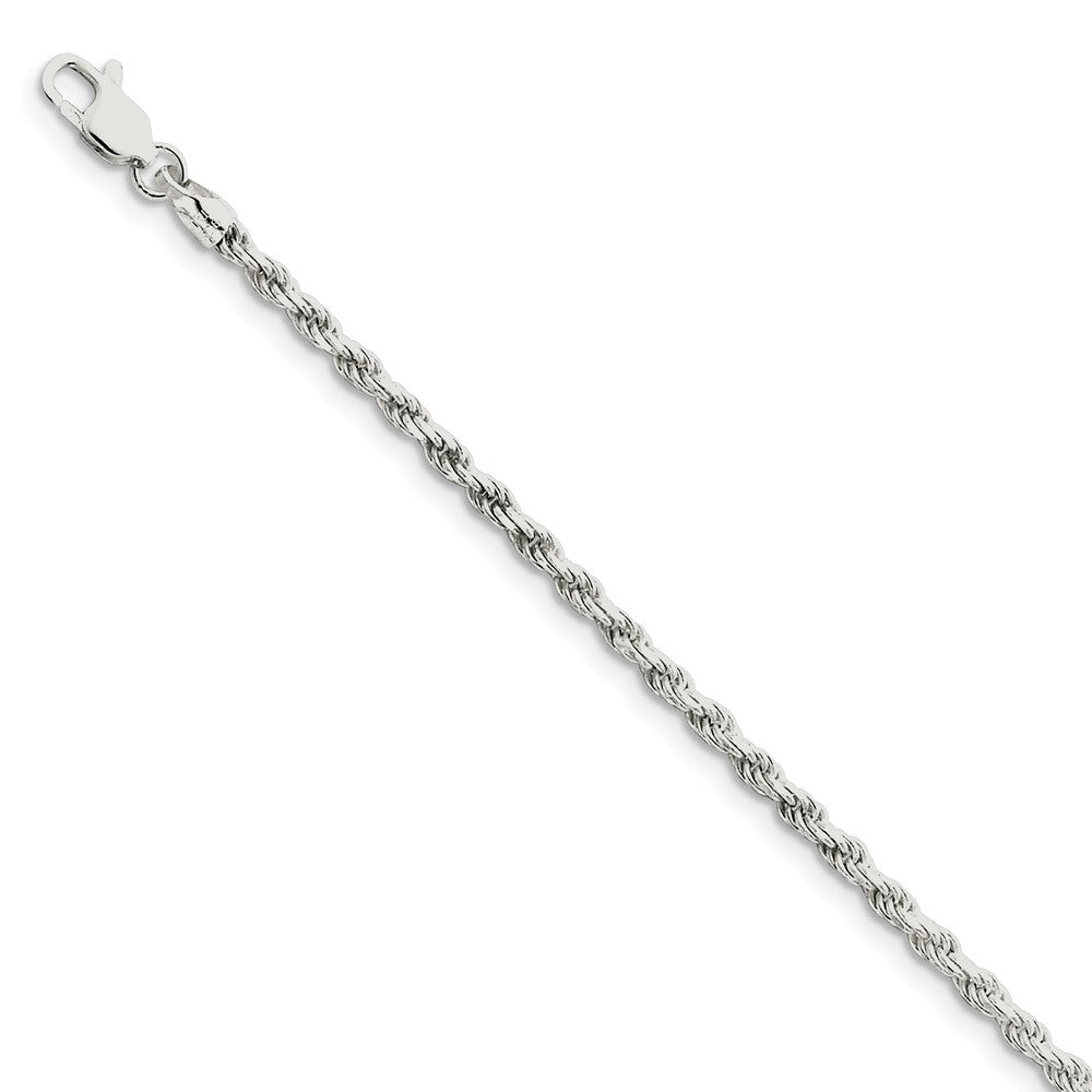 Sterling Silver 2.75mm Diamond-cut Rope Chain Anklet, 9 Inch, Item A8395-09 by The Black Bow Jewelry Co.
