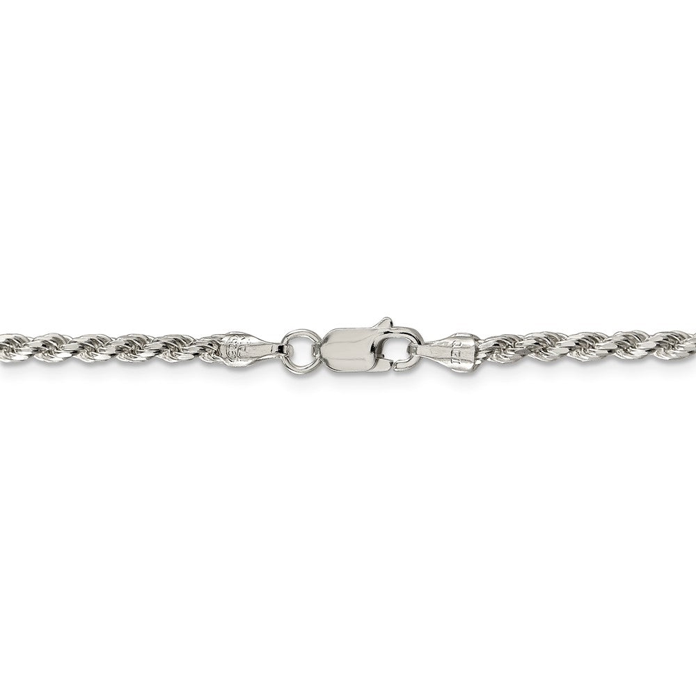 Alternate view of the Sterling Silver 2.75mm Diamond-cut Rope Chain Anklet, 9 Inch by The Black Bow Jewelry Co.