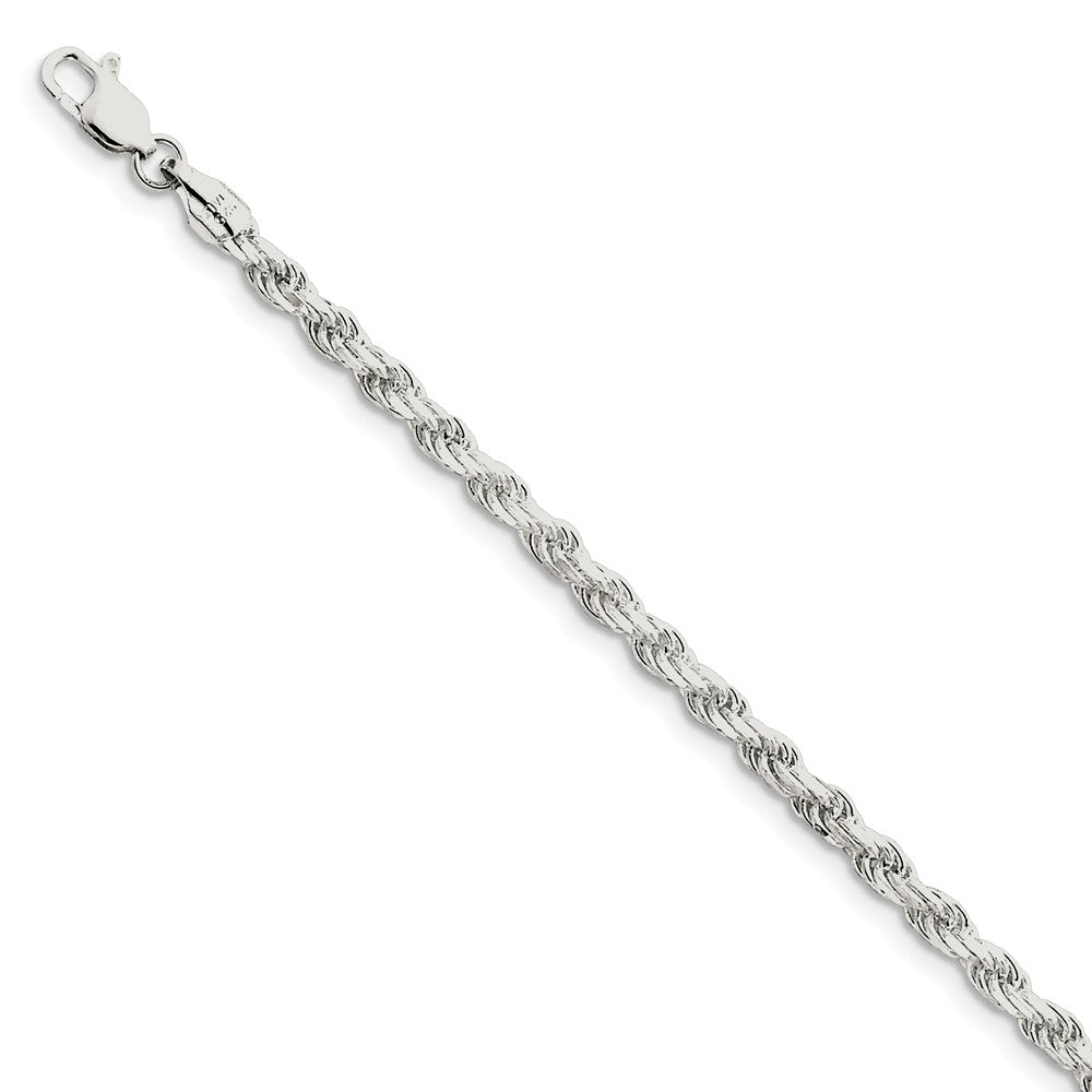 Sterling Silver 3.5mm Diamond-cut Rope Chain Anklet, 9 Inch, Item A8397-09 by The Black Bow Jewelry Co.